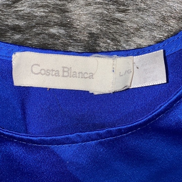 Costa Blanca Royal  Blue slit sides sleeveless blouse Sz L - Picture 5 of 11